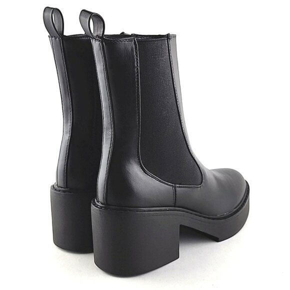 Nine West Women's Doleas Black Faux Leather Platform Slip On Ankle Boots Sz 6.5M - Picture 6 of 16